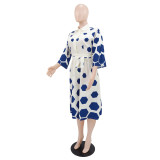 SC Lapel Print Half Sleeve Loose Romper GYLY-11123