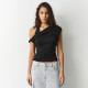 SC Solid Color Slash Shoulder Haterneck Tops GSBW-J26TP069