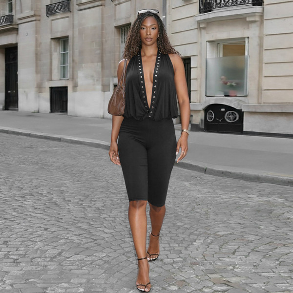 SC Deep V Neck Backless Seventh Jumpsuit GDSF-J26JP015