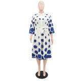 SC Lapel Print Half Sleeve Loose Romper GYLY-11123