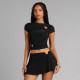 SC Short Sleeve Solid Color Tops Two Piece Skirts Set GSBW-Q26ST030