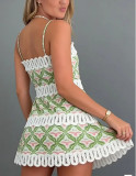 SC Holow Out Print Sling Mini DressGJMF-97831
