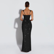 SC Sexy Sleeveless Sequin Maxi Dress BY-7633