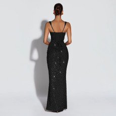 SC Sexy Sleeveless Sequin Maxi Dress BY-7633