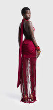 SC Solid Color Sleeveless Tassel Evening Dress GJMF-97729