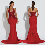 SC Halterneck Sequin Backless Maxi Dress BY-7642