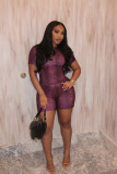 SC Snake Print Short Sleeve Two Piece Shorts Set QXLB-10163