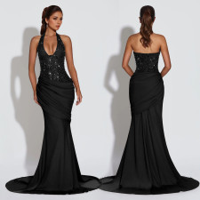 SC Halterneck Sequin Backless Maxi Dress BY-7642