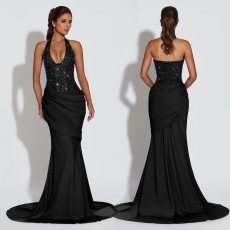 SC Halterneck Sequin Backless Maxi Dress BY-7642