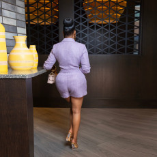 SC Single Breasted Shirt Shorts 2 Piece Set YNSF-8028