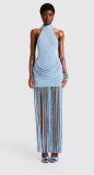 SC Solid Color Sleeveless Tassel Evening Dress GJMF-97729