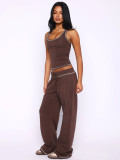 SC Solid Color Sport Tank Top Drawstring Pants Suit MIL-L341