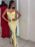 SC Sexy Backless Tie Up Ruched Split Maxi Dress MIL-L360