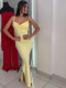 SC Sexy Backless Tie Up Ruched Split Maxi Dress MIL-L360