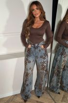 SC Retro Flocked Color-Block Jacquard Jeans GYLN-9430