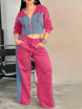 SC Long Sleeve Color Block Two Piece Pants Set YH-9010