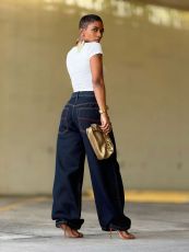 SC Plus Size Button-front Color Block Patchwork Jeans GYLN-4697