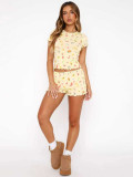 SC Fashion Print Short Sleeve Two Piece Shorts Set MIL-L366