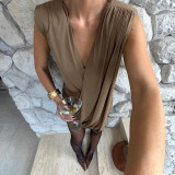 SC Sleeveless Solid Color Loose Ruched Mini Dress GSZM-C26DS049