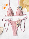 SC Solid Color Tie Up Bikinis 2pcs Swimsuit CASF-6816