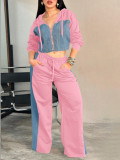 SC Long Sleeve Color Block Two Piece Pants Set YH-9010