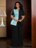 SC Color Block Short Sleeve Two Piece Pants Set MIL-L327
