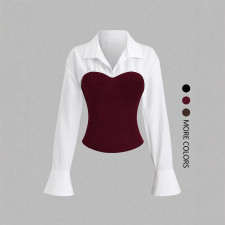 SC Color Block Lapel Logn Sleeve Shirt GSRX-SRX735