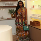 SC Color Block Sleeveless Backless Two Piece Skirts Set GJYO-711878