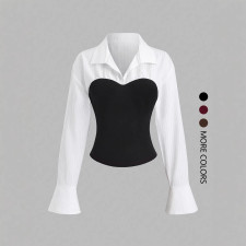 SC Color Block Lapel Logn Sleeve Shirt GSRX-SRX735