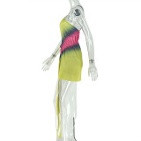 SC Color Block Irregular Ruched Mini Dress GJYO-303331