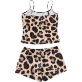 SC Leopard Print Sling Top Two Piece Shorts Set GZJQ-K25S90878