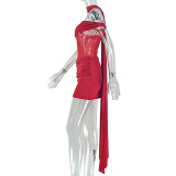 SC Solid Color Ruched Mini Dress GJYO-305057