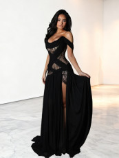 SC Lace Patchwork Split Maxi Dress GWSD-C1995156