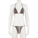 SC Leopard Print Halterneck Bikinis 3 Piece Swimsuit GPKJ-MR48041