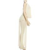 SC Deep V Neck Backless Tops Split Long Skirt Set XEF-K25S91283