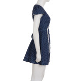 SC Lace Patchwork Polka Dots Print Mini Dress GPKJ-MR46222