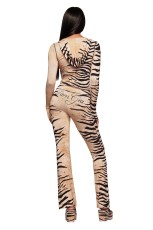 SC Animal Print Hoodie Color Block Two Piece Pants Set  YWXS-K26L2182