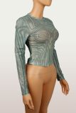 SC Mesh Long Sleeve Solid Color Tops YWXS-K25L1463