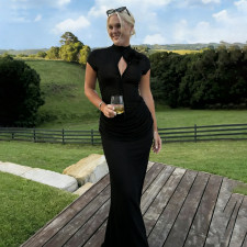SC Solid Color Short Sleeve Slim Maxi Dress GYME-K25D85636