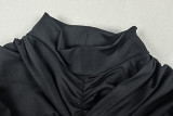 SC Solid Color Long Sleeve Ruched Mini Dress GJYO-305066