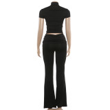 SC Solid Color Zipper Top Two Piece Pants Set GZJQ-K6S03775A