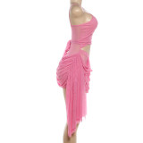 SC See Through Sling Ruched Mini Dress GSLF-K6D01031A