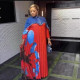 SC Denim Patchwork Ruched Long Sleeve Maxi Dress GMYU-10135