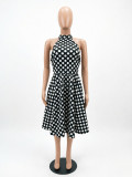 SC Polka Dots Print Off Shoulder Midi Dress CM-60325