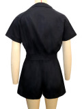 SC Contrast Color Line Patchwork Tops Sport Two Piece Shorts Set SH-391521