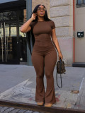 SC Solid Color Short Sleeve Two Piece Pants Set SH-391481