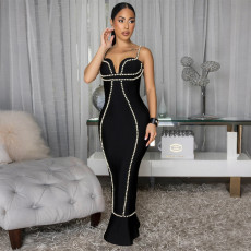 SC Sexy Sleeveless Beaded Spaghetti Straps Maxi Dress CYA-902240