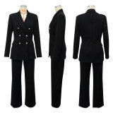 SC Solid Color Long Sleeve Blazer Two Piece Pants Set YF-10980