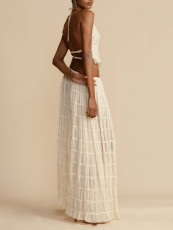 SC Sleeveless Press Pleated Top Long Skirt 2 Piece Set SH-391524