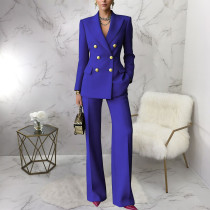 SC Solid Color Long Sleeve Blazer Two Piece Pants Set YF-10980